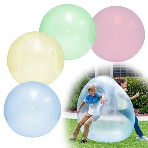 Landrain 4 Stück Aufblasbarer Reißfester Bubble Ball, Reissfester Bubble Ballon zum Befüllen, Wwasserball Groß Wiederverwendbarer (4) von Landrain