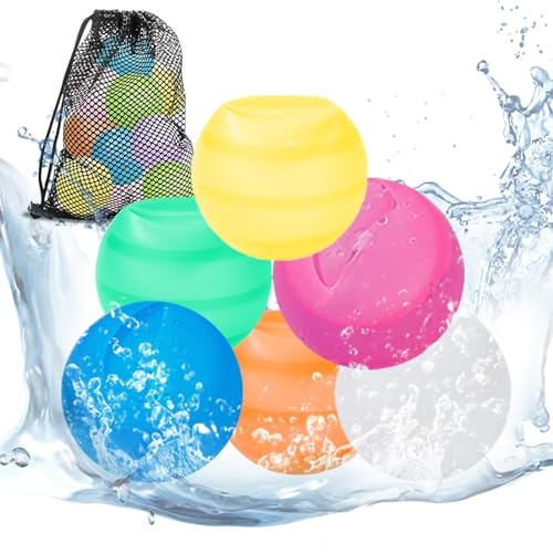 Landrain 8 Stück Silikon Wasserbomben Wiederverwendbar, Wiederbefüllbare Wasserkugeln für Kinder Erwachsene von Landrain
