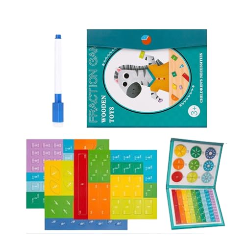 Landrain Book Fraction Puzzle for Children, Buch-Bruchteil-Puzzle für Kinder, Bruchrechnen Material von Landrain