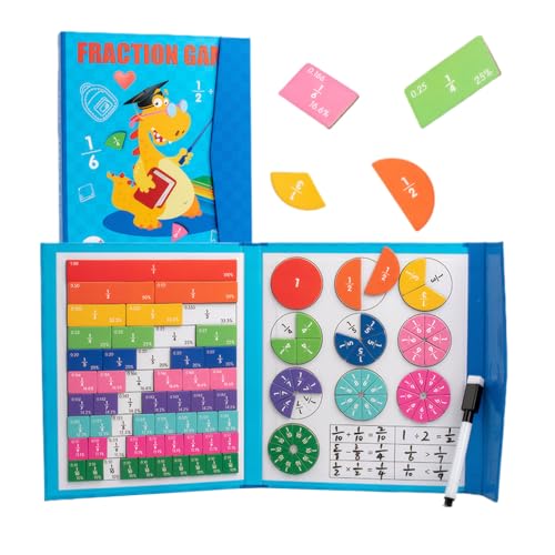 Landrain Bruchrechnen Material, Buch-Bruchteil-Puzzle für Kinder, Bruchpuzzle von Landrain