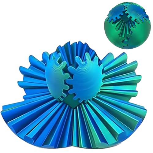 Landrain Gear Ball, 3D Printed Zahnrad Kugel, Gear Ball Fidget Stress Relief Sensory Toy(Blau Grün) von Landrain