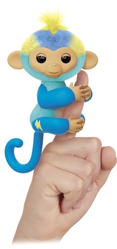 FINGERLINGS – Leo – Interaktives Baby-AFFE blau – Elektronisches Plüschtier für Kinder ab 5 Jahren – Interaktives Tier zum Aufhängen am Finger – lustige Reaktionen – 70 Töne – Geschenkidee Lansay von Lansay