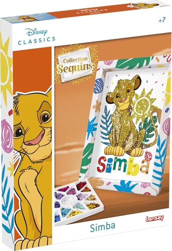 Lansay - Collection Sequins: Simba, der König der Löwen – Manuelle Aktivitäten für Kinder ab 7 Jahren – EIN glitzerndes Bild mit Pailletten gestalten – Kreativset Disney-Bild – Kreatives Gestalten von Lansay