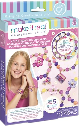 Lansay - MAKE IT Real – Armbänder Traumbogen – Set mit 3 Charm-Armbändern + 1 Ring für Kinder ab 8 Jahren – mit bunten Perlen & Charms – für Handarbeit – kreative Freizeit von Lansay