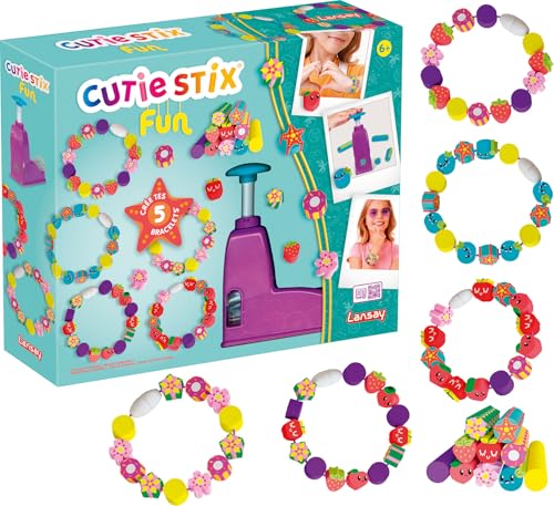 Lansay - CUTIE STIX Fun – Bastelset mit 5 Armbändern für Kinder ab 6 Jahren – Herstellung von Schmuck – Schneiden & Erstellen von bunten Perlen – Handarbeit, kreative Freizeit – Geschenkidee zum von Lansay