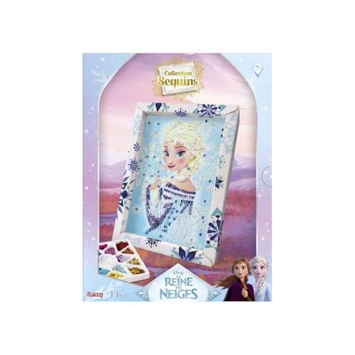 Lansay - Collection Sequins: ELSA, die Eiskönigin – Bastelset für Kinder ab 7 Jahren – Erstellen Sie EIN funkelndes Bild mit Pailletten – Kreativset Bild Frozen – Kreatives Gestalten von Lansay