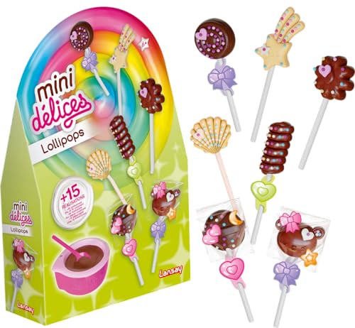 Lansay - MINI DELICES Lollipops - Set zur Herstellung von 15 Schokoladenlutschern für Kinder ab 6 Jahren - Backset ohne Kochen - Geschenkfertig mit Verpackungen - Idee für eine kreative von Lansay