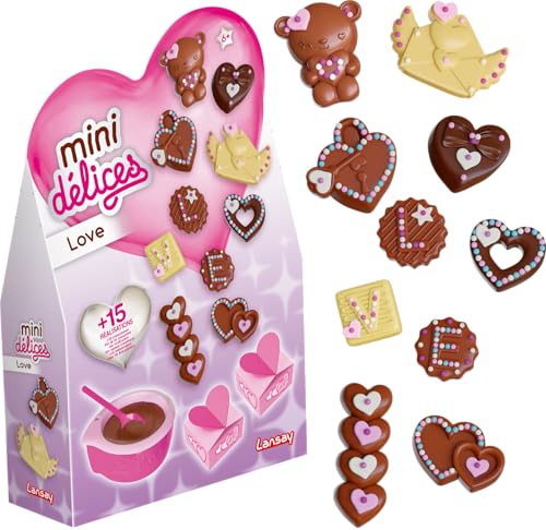 Lansay - MINI DELICES - Love - Schokoladen-Kreativset für Kinder ab 6 Jahren - Herstellung von 15 herzförmigen Pralinen ohne Kochen - Geschenkfertig mit Verpackungen - Idee für eine kreative von Lansay