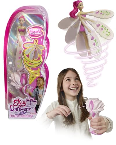 Lansay - Sky Dancers – Fuchsia Fantasy – Magische Fliegende Puppe für Kinder ab 6 Jahren – Feenpuppe 18 cm – fliegt mit einem Launcher ohne Batterie – staunen Sie Ihre Kinder – Geschenkidee zum von Lansay