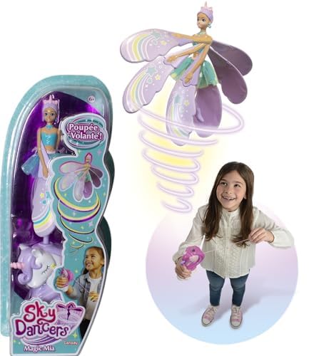 Lansay - Sky Dancers – Magic Mia – Puppe Fliegende Fee für Kinder ab 6 Jahren – Magische Puppe 18 cm – fliegt mit einem Einhornwerfer ohne Batterien – staunen Sie Ihre Kinder – Geschenkidee zum von Lansay