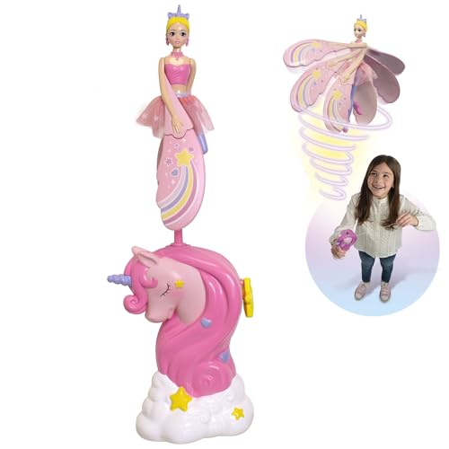 Lansay - Sky Dancers – Rainbow Rose – Puppe Fliegende Fee für Kinder ab 6 Jahren – Magische Puppe 18 cm – fliegt mit einem Einhornwerfer ohne Batterien – staunen Sie Ihre Kinder – Geschenkidee zum von Lansay