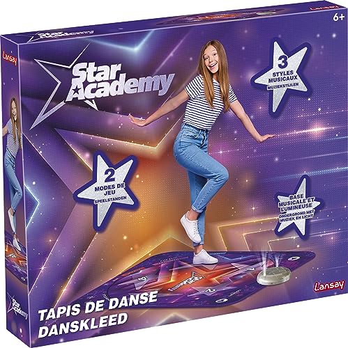 Lansay Star Academy – Elektronische Tanzmatte Junior – Tanzspiel für Kinder ab 6 Jahren – Musikbasis und Licht – 2 Spielmodi – 3 Musikstile – Teppich 88 x 88 cm – entwickelt Rhythmus von Lansay