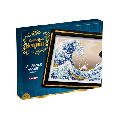 SEQUINS-KOLLEKTION - Die große Welle - Hokusai - Erstellen Sie ein funkelndes Sequin-Bild von Hokusai - Inklusive Aufbewahrungsbox - - Kreative Aktivität für Erwachsene und Jugendliche Ab 14 Jahren von Lansay