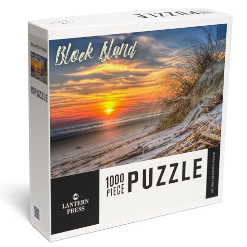 Lantern Press Puzzle mit 1000 Teilen, Block Island, Rhode Island, Sonnenuntergang am Strand von Lantern Press