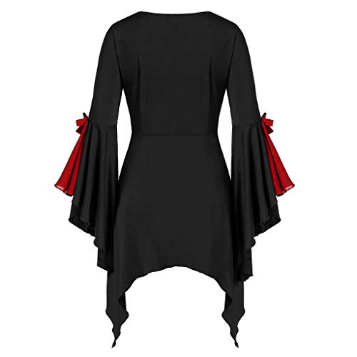 Laonajkd 2023 Damen Halloween Mittelalter Vampir Kleid - Günstig Komfortabel Langes Dirndel Klassisch mode Armstulpen und spitzem Zauber Faschingskostüme, Karneval, Halloween von Laonajkd