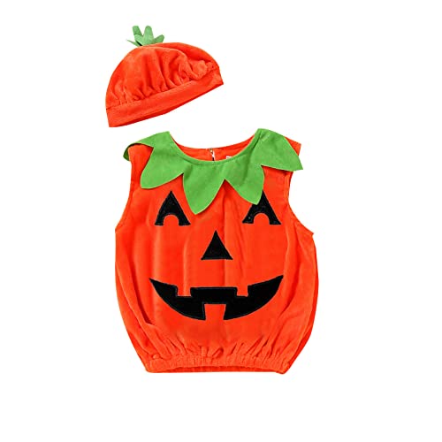 Laonajkd halloween kostüm baby junge/mädchen - Bequeme Leichte Kürbis Kostüm Retro Klassisch Mütze+Babykleidung Set Kürbis Oberteile Top Outfit Baby Super Cute von Laonajkd