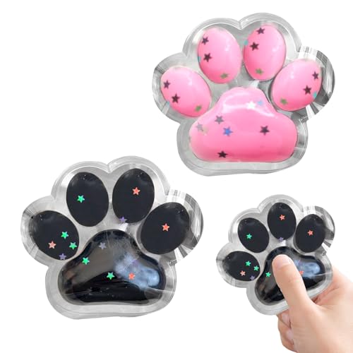 2 Fufu Squishy,Squishy Pfote,Cat Paw Squishy,Süße Katzenpfotenformen,Weich und Angstlindernd,Leicht und Tragbar,EIN Einzigartiges Geschenk für Freunde und Kinder(Rosa + Schwarz) von Laralily