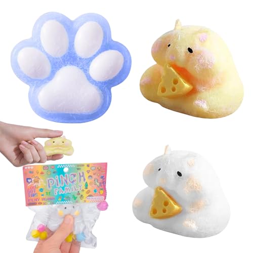 2 Stück Hamster Squeeze Spielzeug,Squishy Toy,Cartoon Hamster Squeeze Toy,Squeeze Toy,Kleine Geschenke für Kinder Ab 6 Jahren,Im Lieferumfang Ist 1 Katzenkrallenquetschwerkzeug Enthalten von Laralily