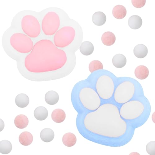 Laralily 2 Stück Squishy Cat Paw Kunststoff Squeeze Spielzeug mit 20 Flauschigen Minibällen Cat Paw Anti Stress Bälle für Jugendliche Erwachsene. von Laralily