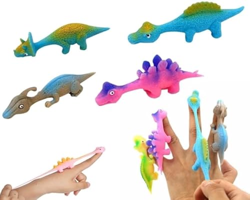 Laralily 20 Stuck Schleuder Dinosaurier Spielzeug Lustige Fliegende Dinosaurier Schleuder Spielzeug, Slingshot Dinosaur Finger Toys Dinosaurier Party Spielzeug für Kinder -Zufallige Farben und Stile von Laralily