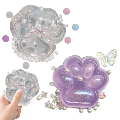 Squishy Pfote 2er-Pack Cat Paw Squishy Katzenpfoten Squishy Niedliches Design mit Langsamem Rückprall Taba Squishy Paw Stimmungsaufhellend, Geeignet für Kinder und Erwachsene (Lila/Durchsichtig) von Laralily