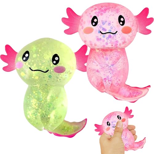 Stressspielzeug 2 Stück,Zoll Glitzer Squeeze Toys Spielzeug mit Glitzer Weiche Flexible Squish Kugeln Squish Tintenfisch Spielzeug,Tintenfisch Stressspielzeug Glitzer Tintenfisch Squeeze Toys von Laralily