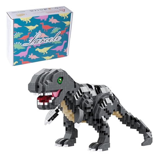 Larcele 1008 Stücke Mikro Bausteine Spielzeug Kit, Mini Dinosaurier Bricks Bauen Bauklötze Satz KLJM-06 Mehrweg (Tyrannosaurus Rex, Modell 18398) von Larcele