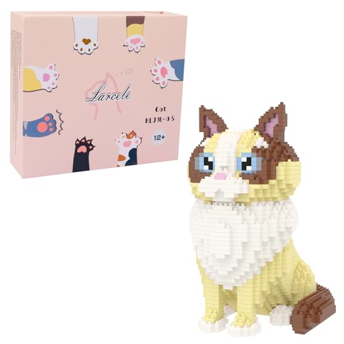 Larcele 1160 Stücke Mikro Bausteine Spielzeug Kit, Mini Katze Bricks Bauen Bauklötze Satz KLJM-05(Ragdoll Katze) von Larcele