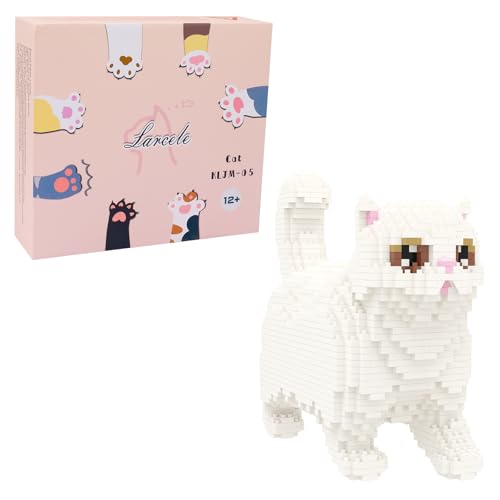 Larcele 1196 Stücke Mikro Bausteine Spielzeug Kit, Mini Katze Bricks Bauen Bauklötze Satz KLJM-05(Perser Katze) von Larcele