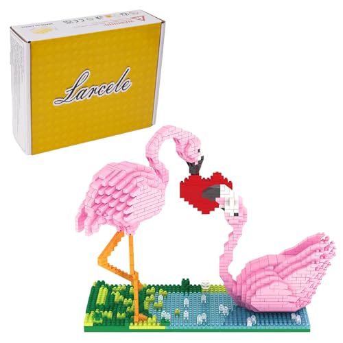 Larcele 1500 Stück Micro Flamingo Bausteine Haustier Mini Bausteine Spielzeug Bausteine KLJM-02 (Flamingo) von Larcele