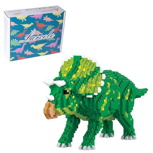 Larcele 1737 Stücke Mikro Bausteine Spielzeug Kit, Mini Dinosaurier Bricks Bauen Bauklötze Satz KLJM-06 Mehrweg (Triceratops) von Larcele