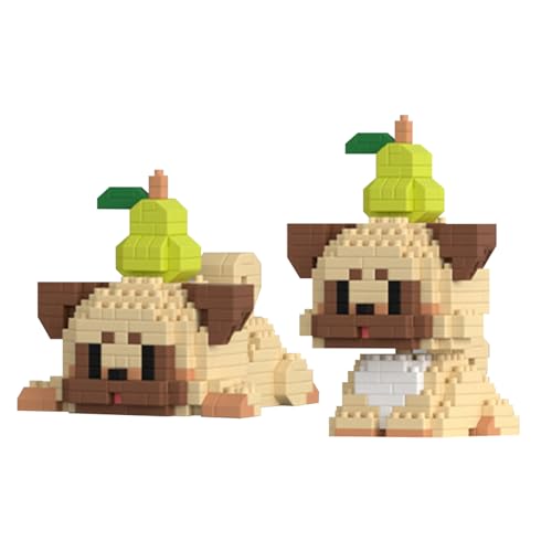 Larcele 368 Stücke Mikro Tier Bausteine Spielzeug Kit, Mini Hund Bricks Bauen Bauklötze Satz KLJM-11(2 in 1 Mops) von Larcele