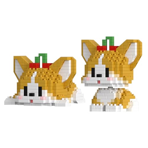 Larcele 379 Stücke Mikro Tier Bausteine Spielzeug Kit, Mini Hund Bricks Bauen Bauklötze Satz KLJM-11(2 in 1 Welsh Corgi) von Larcele