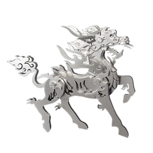 Larcele 3D Metall Mechanische Puzzles für Erwachsene, DIY Montage Stahl Mythische Kreaturen Serie Metall Puzzle Home Dekorationen Kunst Handwerk Bauspielzeug KJPZ-02 (Fiery Kirin) von Larcele