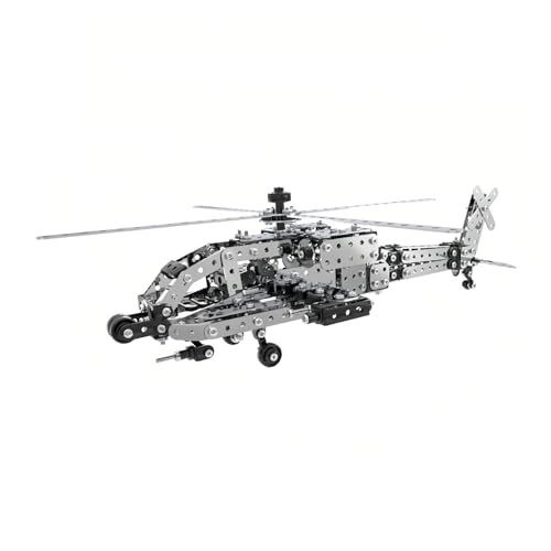 Larcele 3D Metall Puzzle Militär Modellbausätze, DIY Montage Militär Kampfschiff Gebäude Miniatur Jigsaw Puzzles KJPZ-04 (Apache Hubschrauber) von Larcele