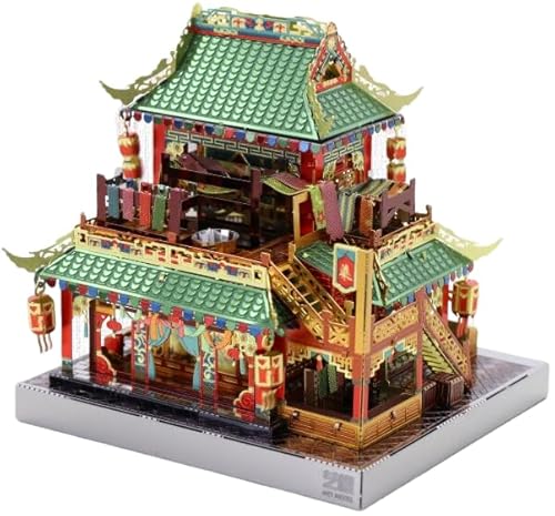 Larcele 3D-Metall-Puzzle-Modellbausätze, DIY-Montage, chinesische traditionelle Baumodellbausätze, Miniatur-Puzzles GFPZ-02 (Kleidergeschäft) von Larcele