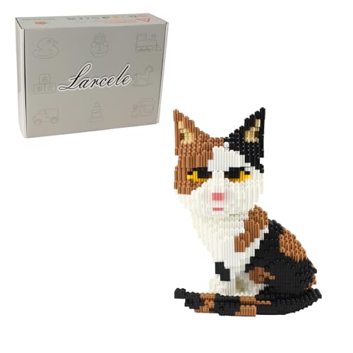 Larcele 4848 Stück Calico Katze Rot Tabby Micro Bausteine Tier Mini Bauspielzeug Ziegel KLJM-02 (Modell 2842) von Larcele