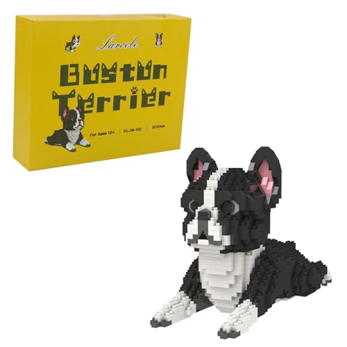 Larcele 812 Stücke Mikro Hund Bausteine Spielzeug Bricks Satz Mini Haustier Bauen Bauklötze KLJM-02(Boston Terrier) von Larcele