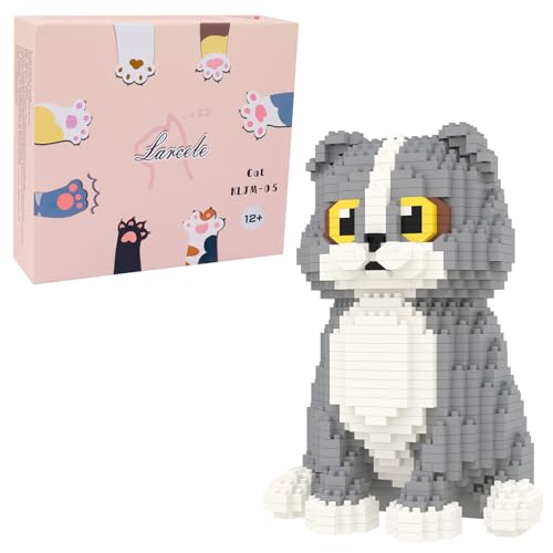 Larcele 985 Stücke Mikro Bausteine Spielzeug Kit, Mini Katze Bricks Bauen Bauklötze Satz KLJM-05(Scottish Fold Katze) von Larcele