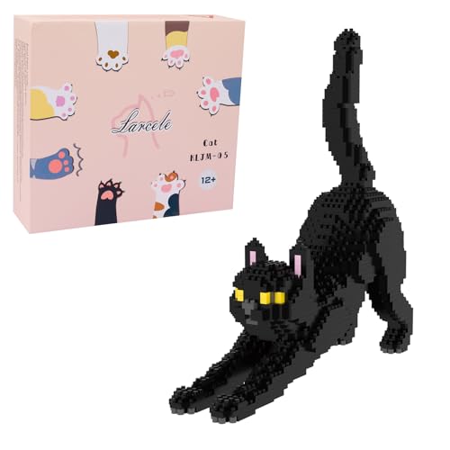 Larcele 999 Stücke Mikro Bausteine Spielzeug Kit, Mini Katze Bricks Bauen Bauklötze Satz KLJM-05(Schwarz Katze) von Larcele