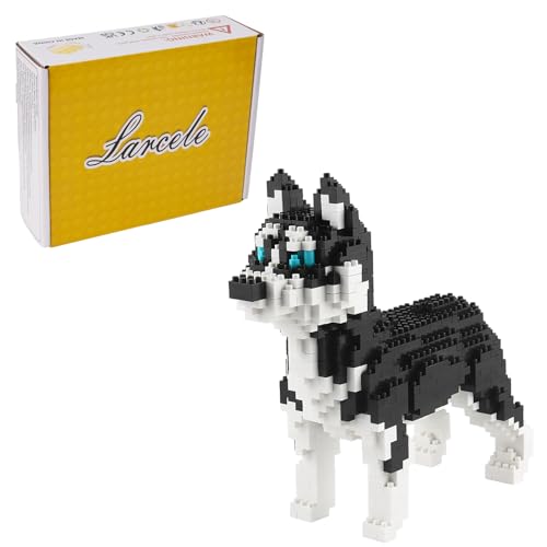 Larcele Mikro Husky Hund Bausteine Spielzeug Bricks Haustier Bauen Bauklötze,950 Stücke KLJM-02 (Schlittenhund) Mehrweg von Larcele