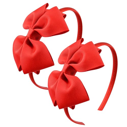 2 Stück Rote Schleife Haarband, Groß Schleife Schleife Kinder Haarschmuck Schleifenknoten Haarbänder für Schule, Party, Weihnachten, Cosplay (Rot) von Larfraecy