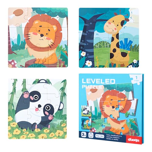 3Pcs Learning Magnetic Puzzle für Kinder Wald Tiere Dinosaurier 3 Schwierigkeitsstufen pädagogische Reise Spielzeug Spielzeug für alt Jungen und Mädchen Kinder Geburtstag Geschenke (Tier) von Larfraecy