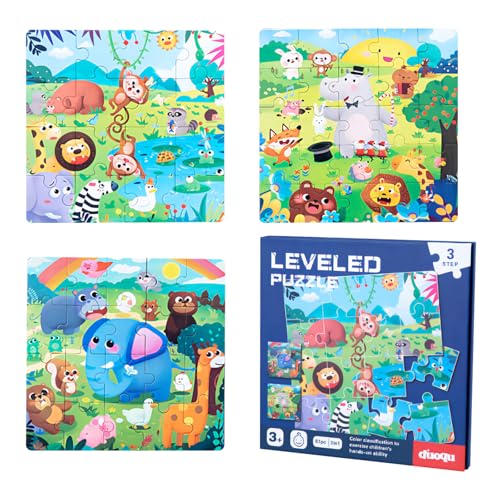 3Pcs Learning Magnetic Puzzle für Kinder Wald Tiere Dinosaurier 3 Schwierigkeitsstufen pädagogische Reise Spielzeug Spielzeug für alt Jungen und Mädchen Kinder Geburtstag Geschenke (Waldparty) von Larfraecy