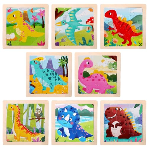 Hölzerne Dinosaurier Tiere Puzzlespiele 8x9 Teilen Holzpuzzles für Kinder,Puzzle ab 3 4 5 6 Jahre,Vorschule Lehrreiches Spielzeug Montessori,Geschenke für Kinder für Jungen und Mädchen (Dinosaurier) von Larfraecy