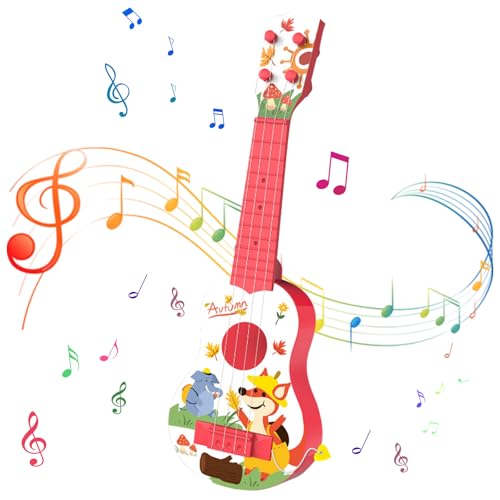 Larfraecy Gitarre für Kinder,Kindergitarre mit 4 stimmbare Nylonsaiten,Youkulele Musikinstrument,Kinder Ukulele Gitarre Spielzeug für Jungen und Mädchen ab 3 Jahren für Kleinkinder (Rosa) von Larfraecy