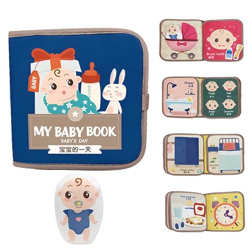 Larfraecy Quiet Book ab 1 Jahr Ruhiges Stoffbuch 3D Filz Busy Book Stoffbuch für Babys Montessori Early Learning Filz-Stoffspielzeug Montessori Spielzeug ab 1 2 3 4 5 Jahr (Baby's Day) von Larfraecy