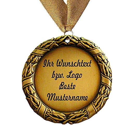 Larius Group Geschenk Medaille 50 Jahre BZW. Ihr Wunschtext Goldene Hochzeit Jubilar Namenstag mit Schachtel BZW Halsband (mit Wunschtext und Halsband) von Larius