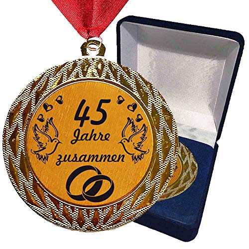 Larius Group Medaille Orden 45 Jahre zusammen Hochzeitzeit Hochzeitzeitsgeschenk Geschenk Auszeichnung Ehrenorden Wunschtext (mit Schachtel) von Larius