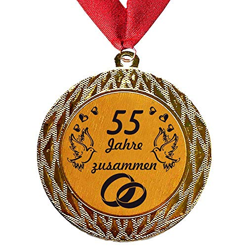 Larius Group Medaille Orden 55 Jahre zusammen Hochzeitzeit Hochzeitzeitsgeschenk Geschenk Auszeichnung Ehrenorden Wunschtext (mit Halsband) von Larius